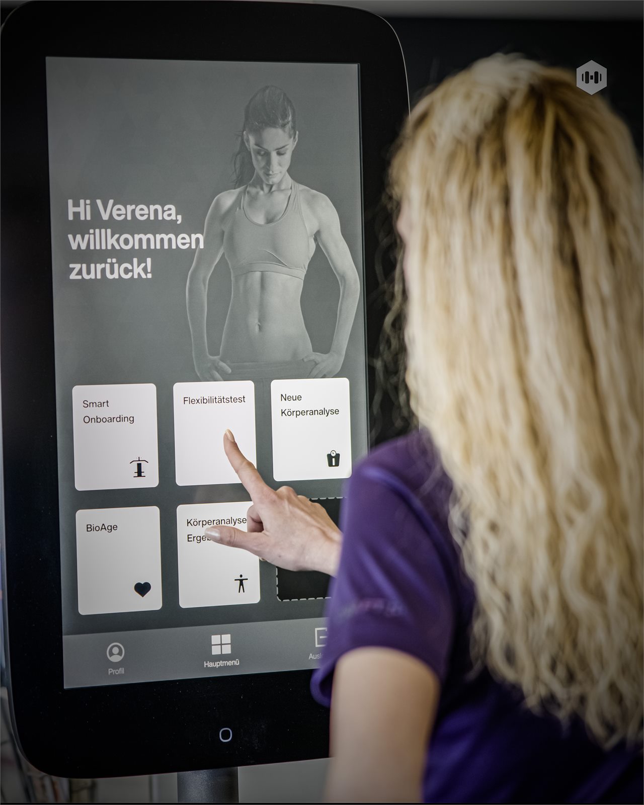Persönliches Hauptmenü am EGYM Fitness Hub